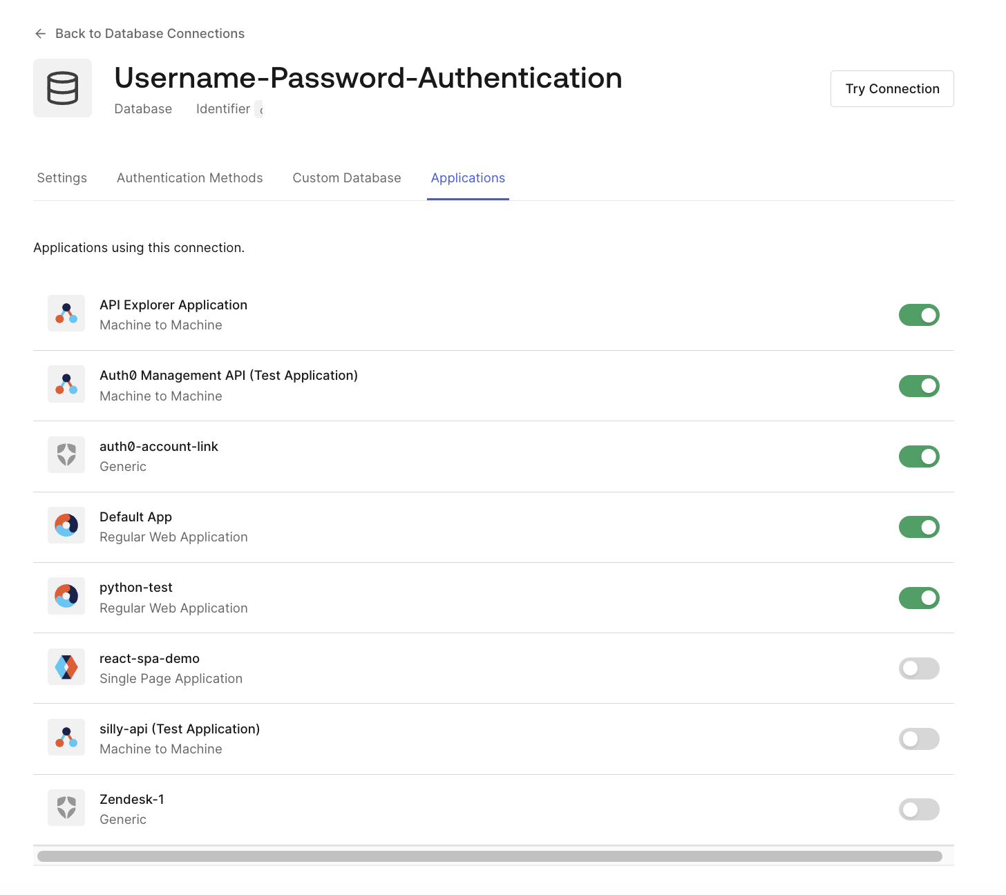 Associate Applications with a Database Connection