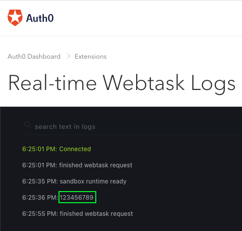 logs in Real-Time Webtask