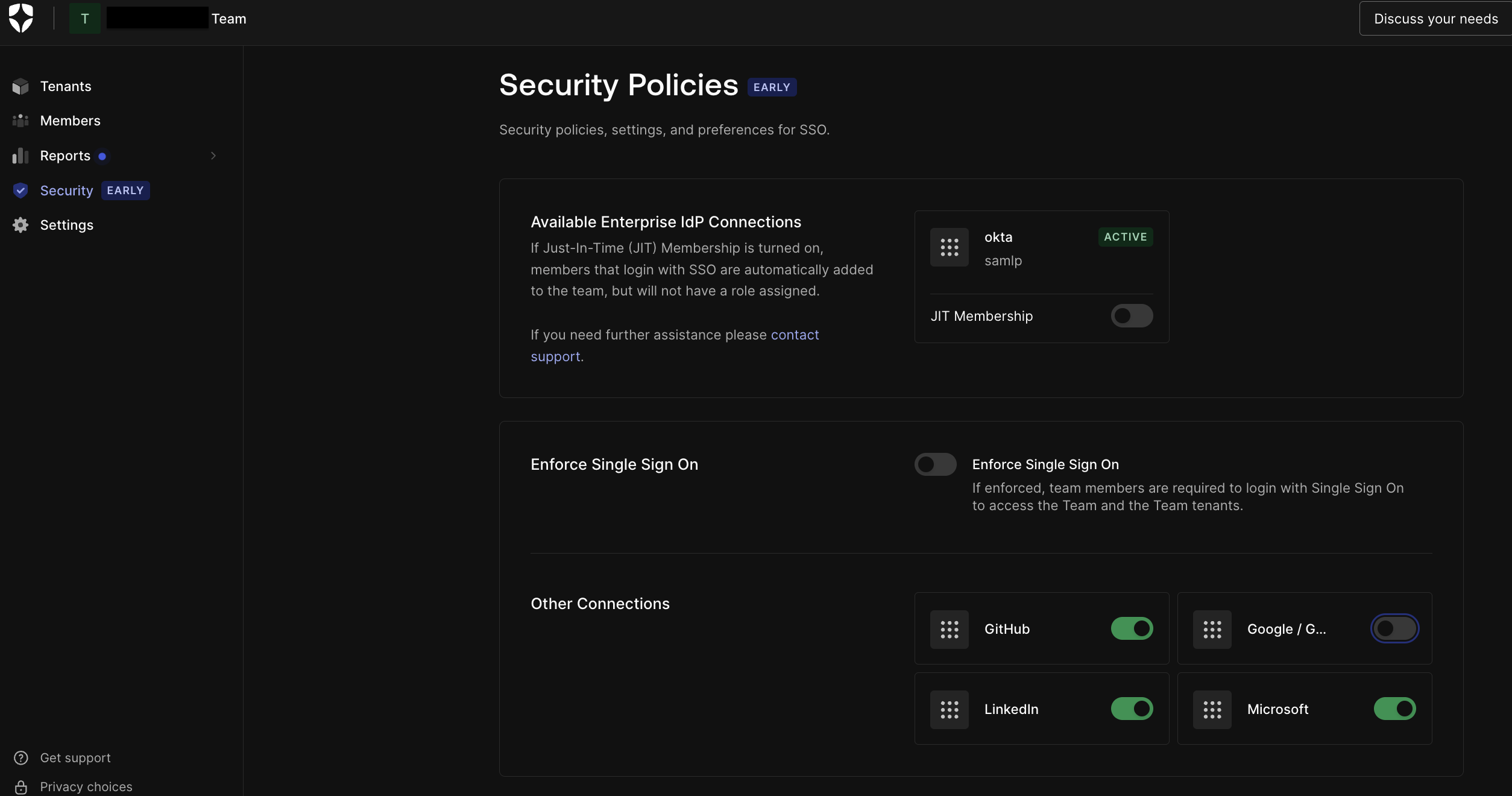 teams dashboard