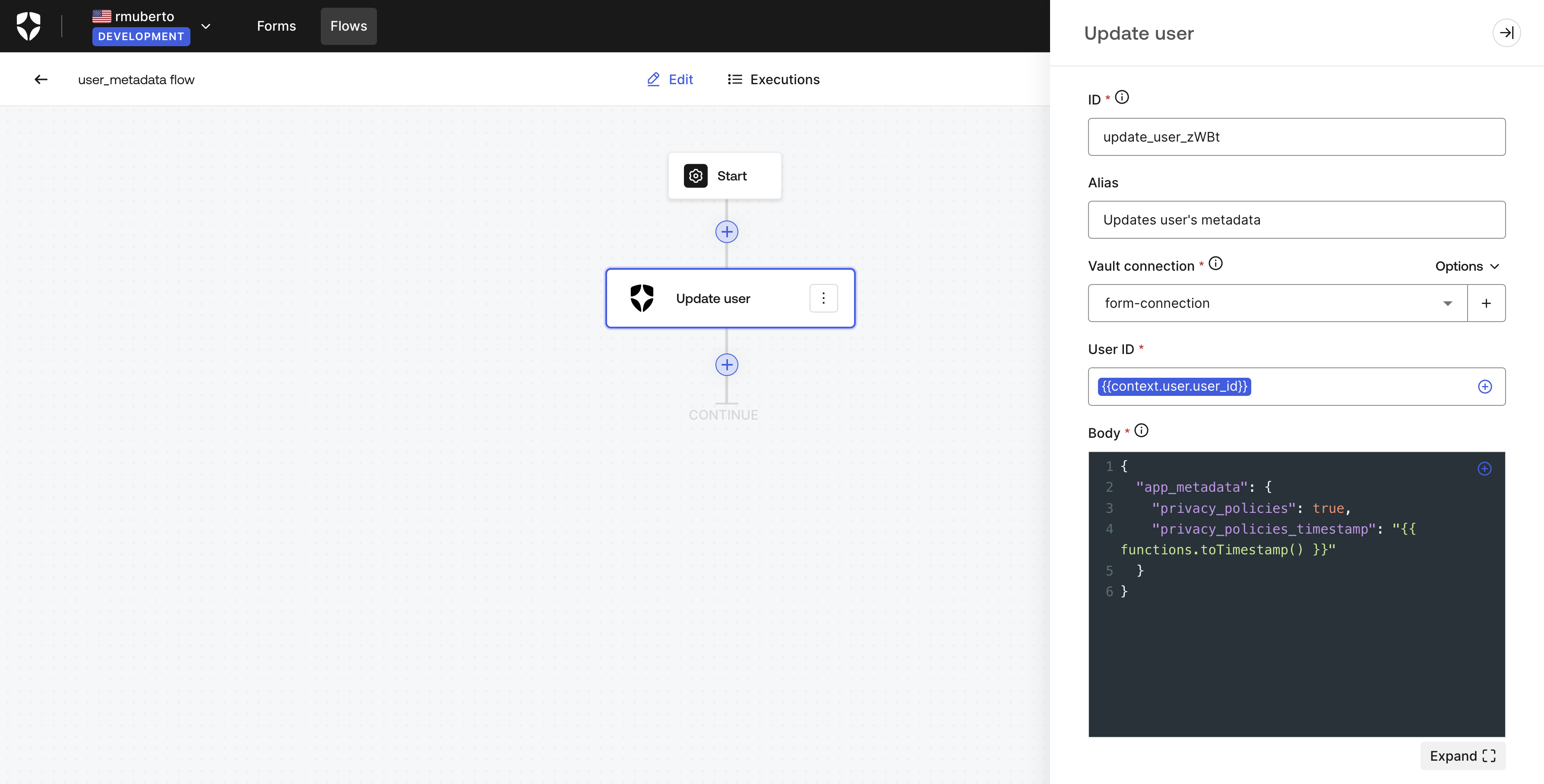 Update User Action