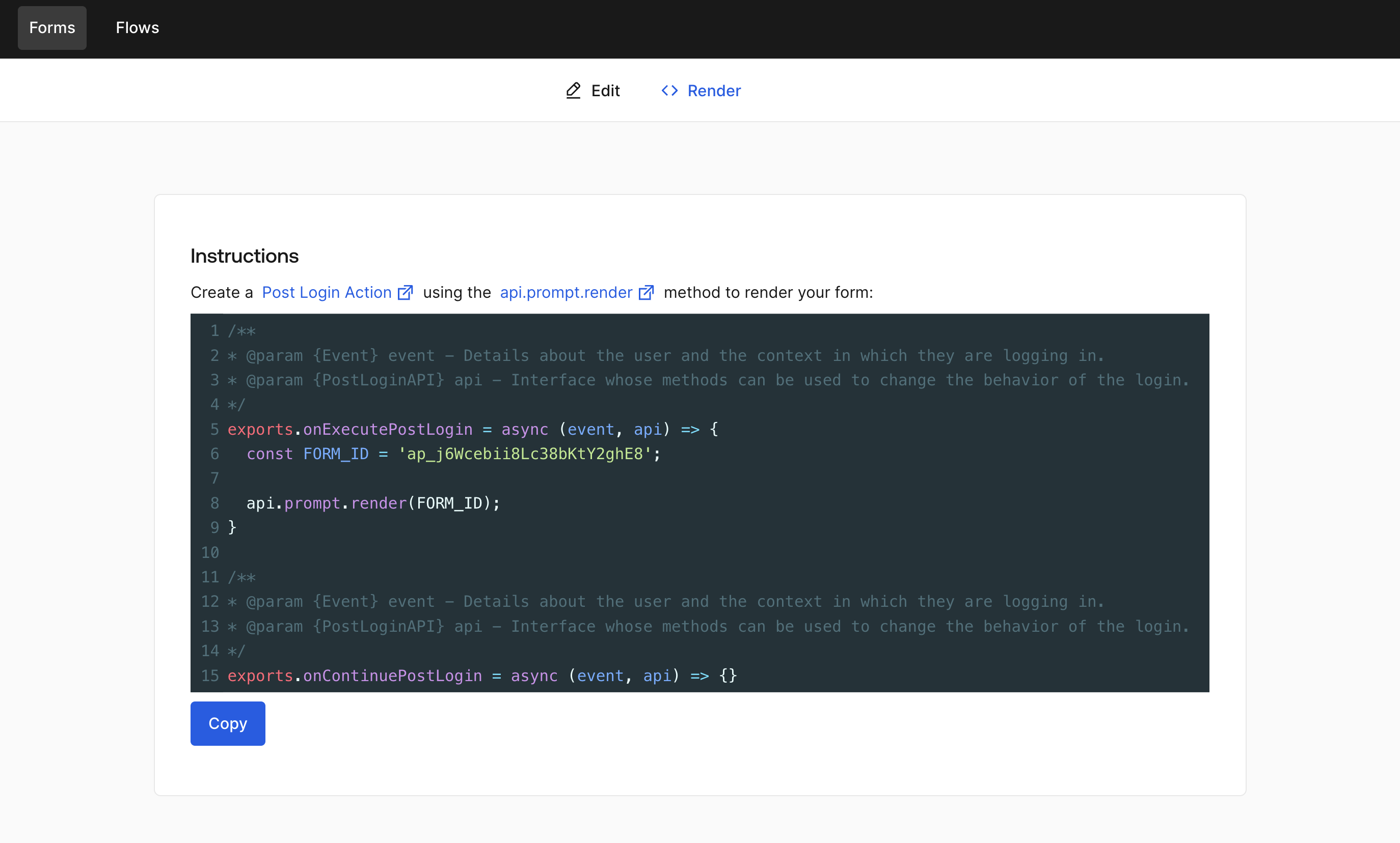 Retrieve the Form Code