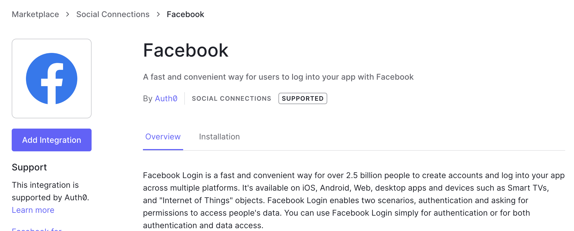 Auth0 Support Center - 'Try Login' Button Inside Facebook Connection Throws  Error: \, image size:2012x812
