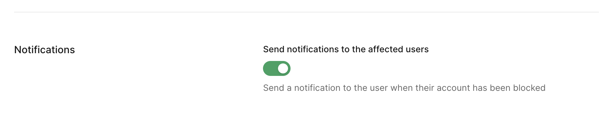 Toggle for enabling email notification