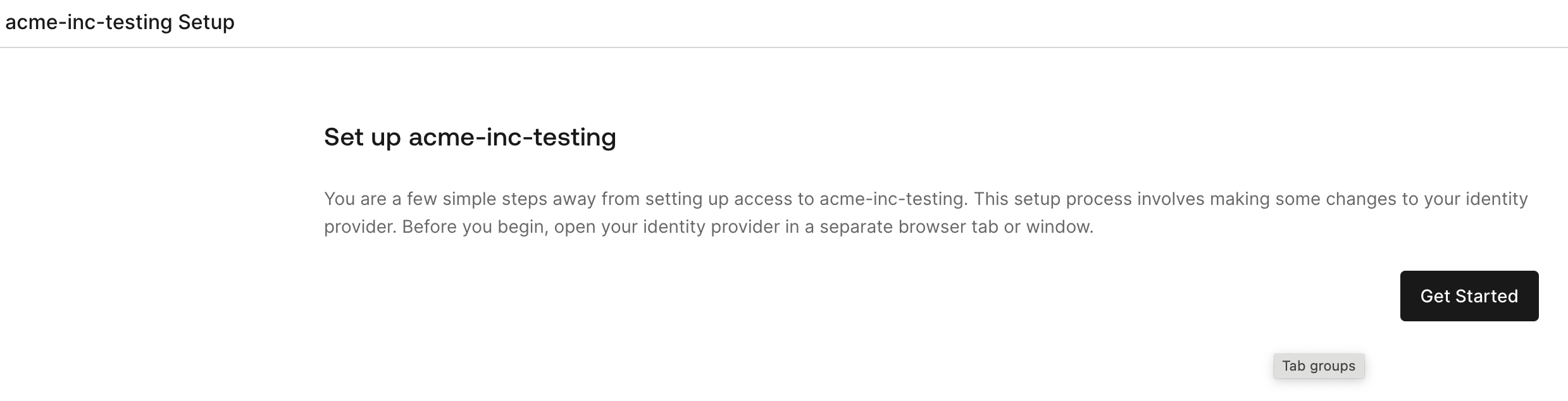 Setup Screen