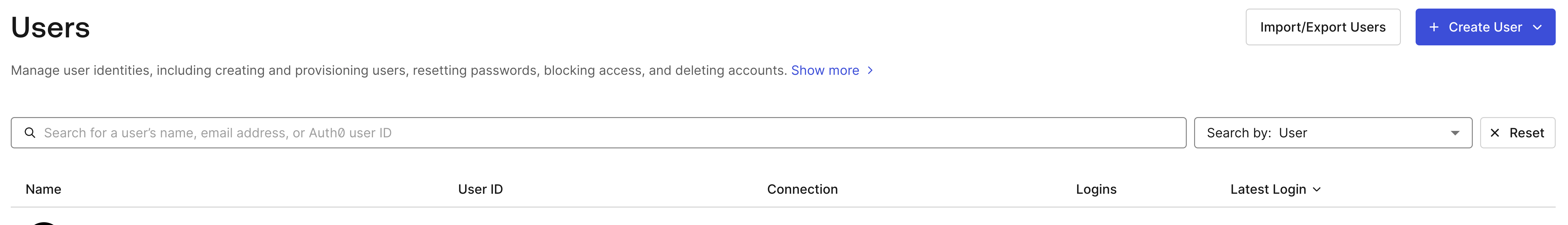 Users page