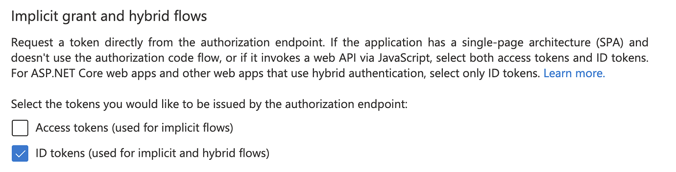 Implicit grant and hybrid flows