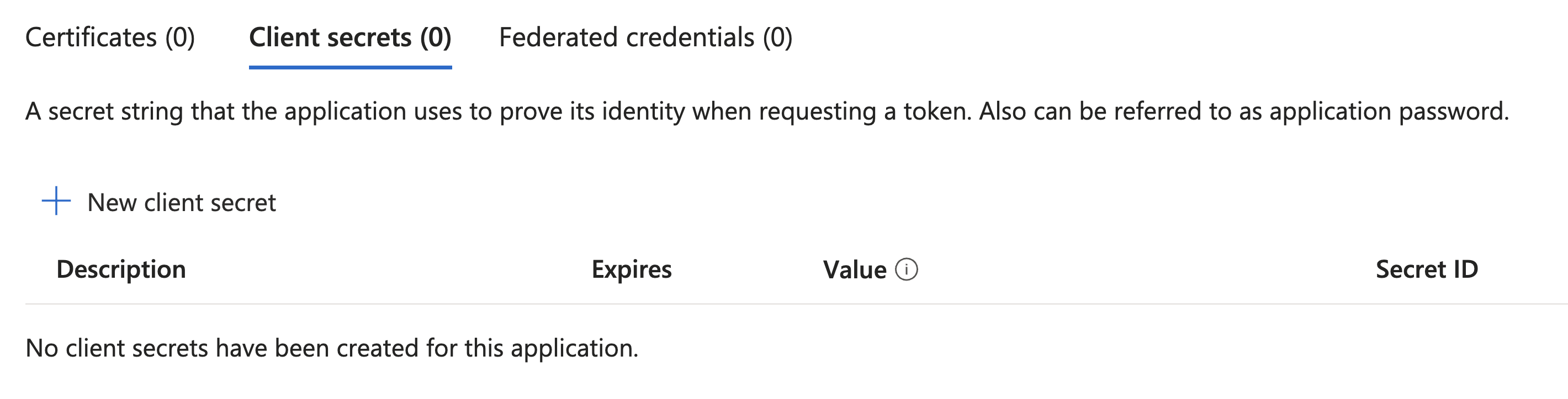 Client and Secrets section