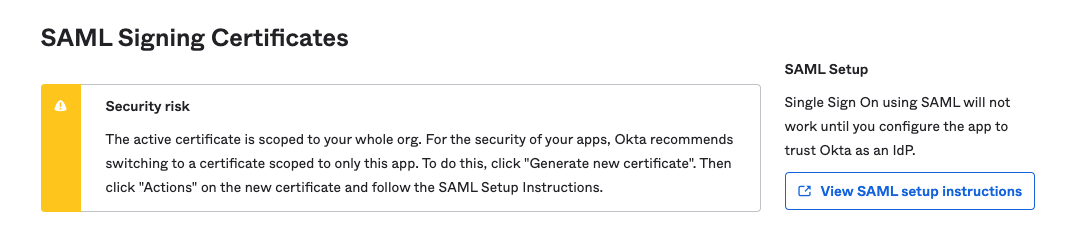 SAML Signing Certificates