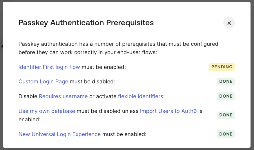 Passkey aquthentication