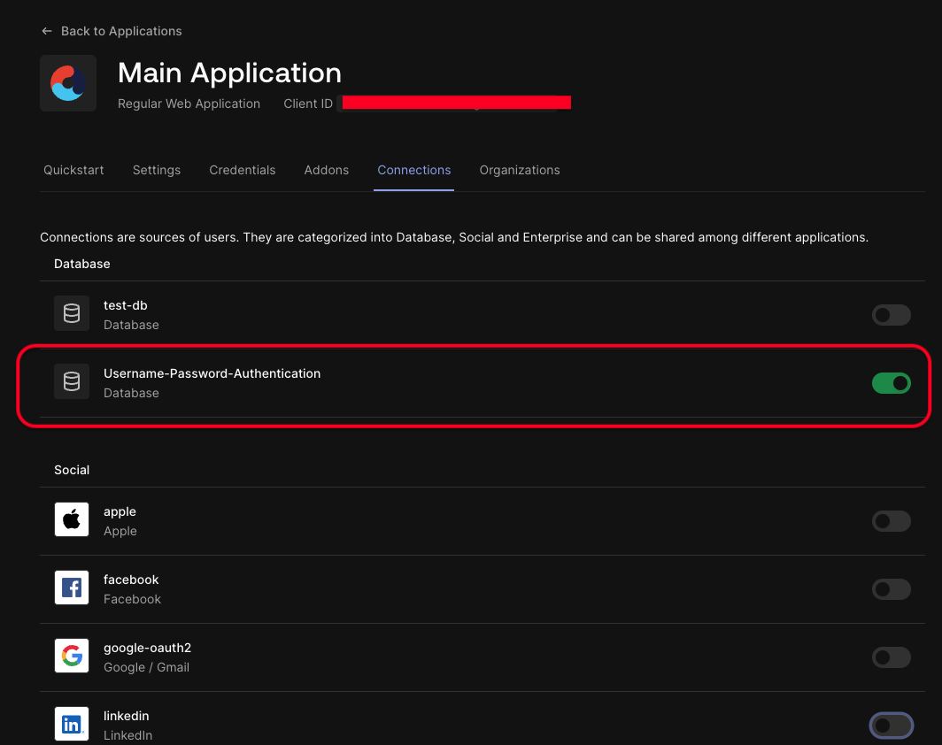 Main app connection