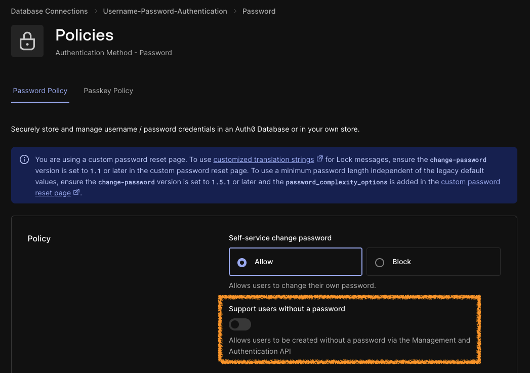Support users without a password