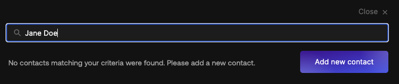 Add New Contact not in system