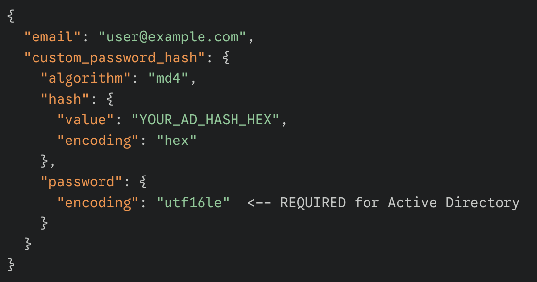 import file for an AD user's password