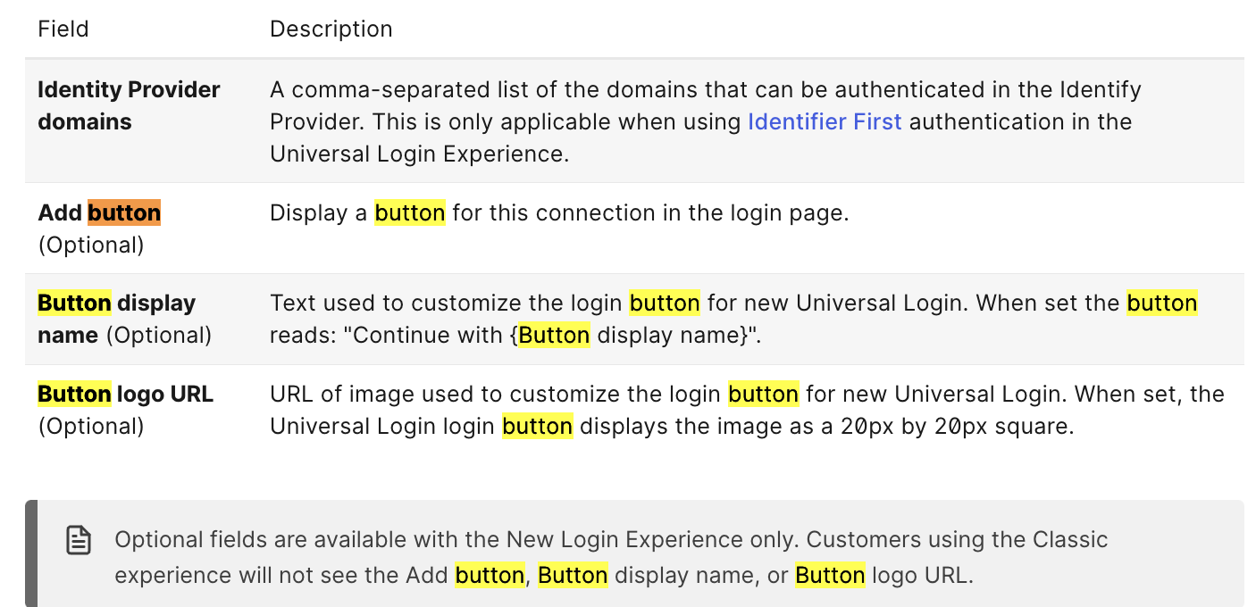 Display connection as a button option