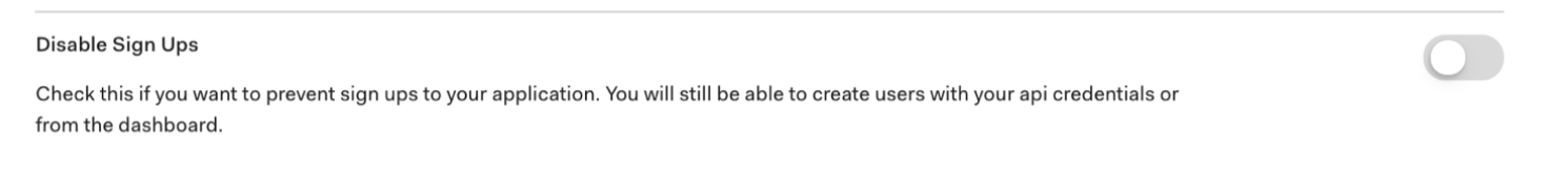 Disable Sign Ups toggle