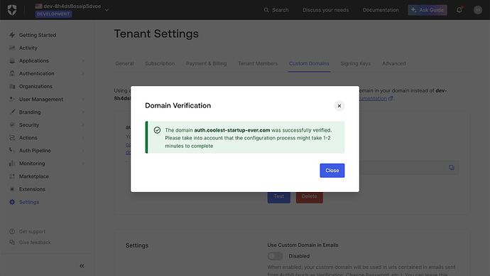 Tenant Settings