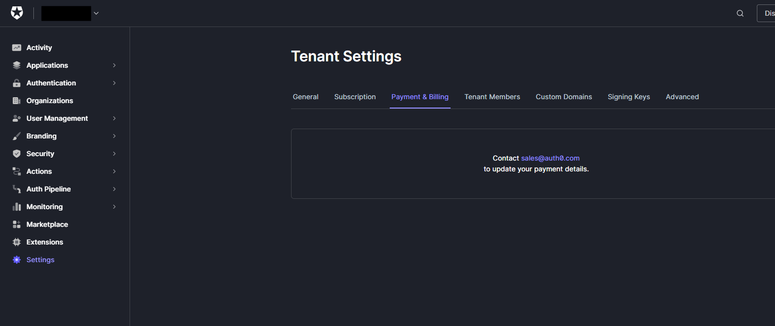 Tenant settings