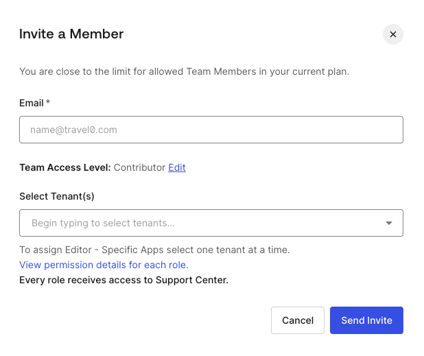 Pop-up invite members to auth0 teams