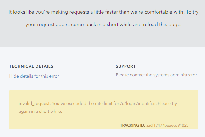 Rate limit error