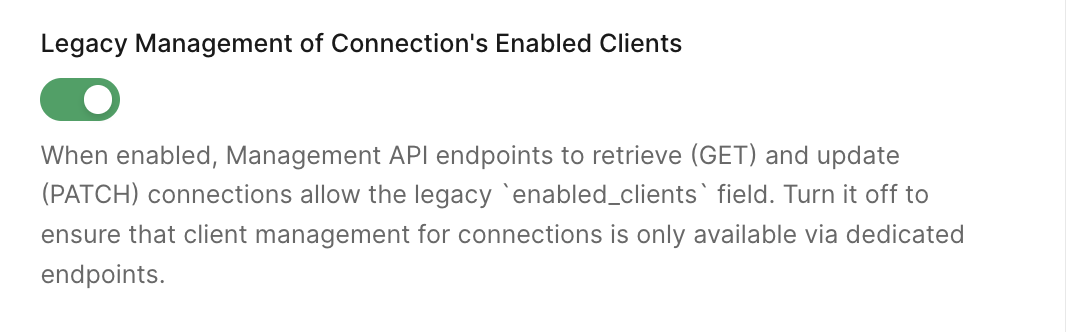 Legacy management of connection