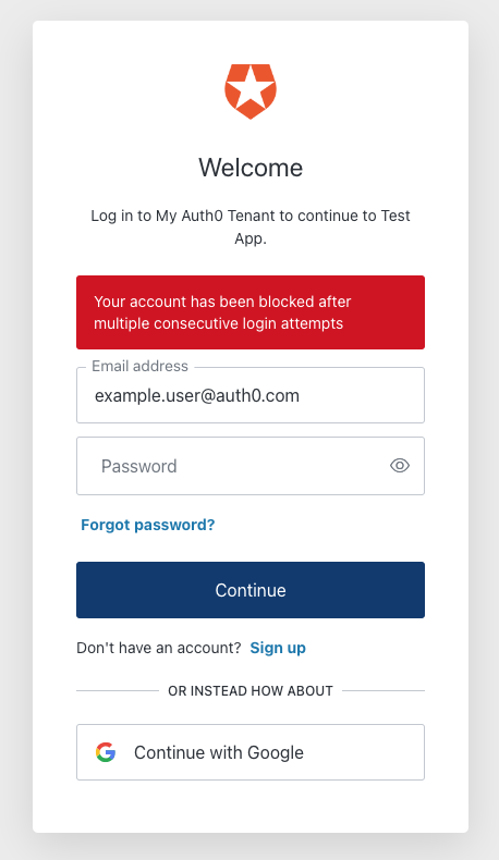 Your account has been blocked after multiple consecutive login attempts