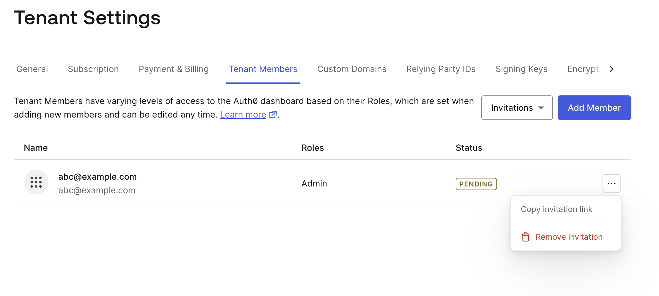 Tenant settings