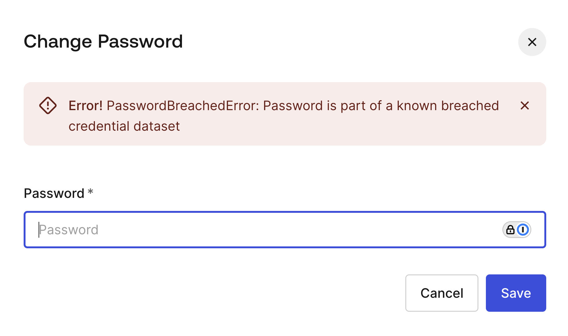 Change Password error