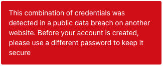 Breached password error