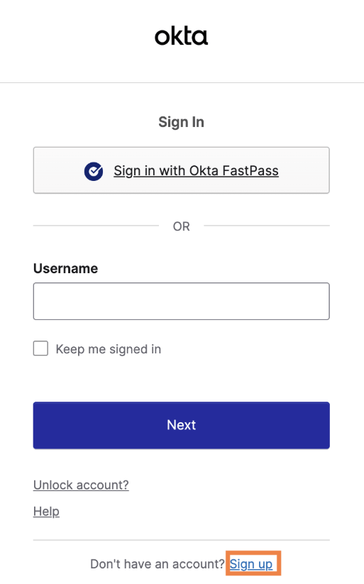 Sign-up Page - my.okta.com
