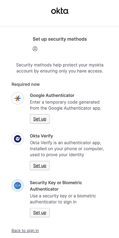 Set up security methods