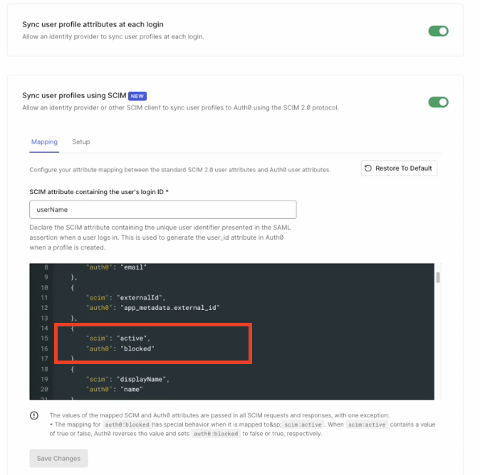 Sync user profiles using scim