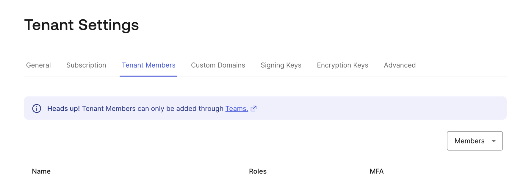 Tenant Settings