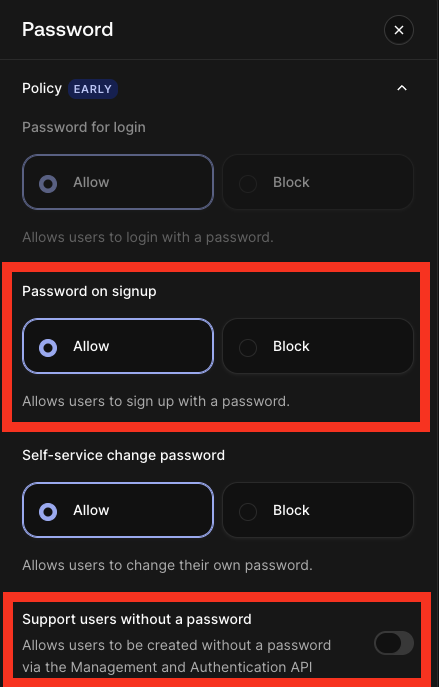 passwordless authentication settings