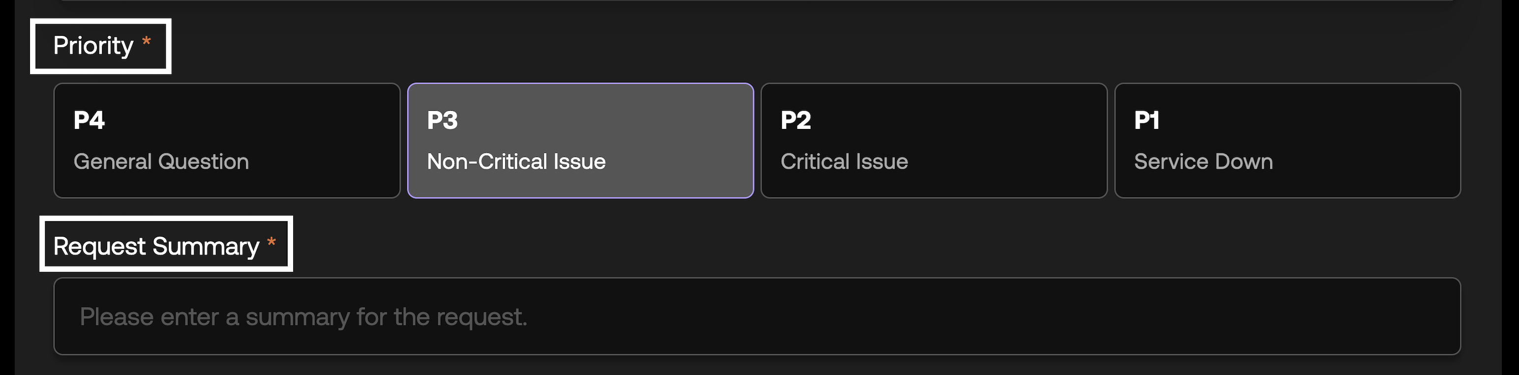 Priority and Request Summary