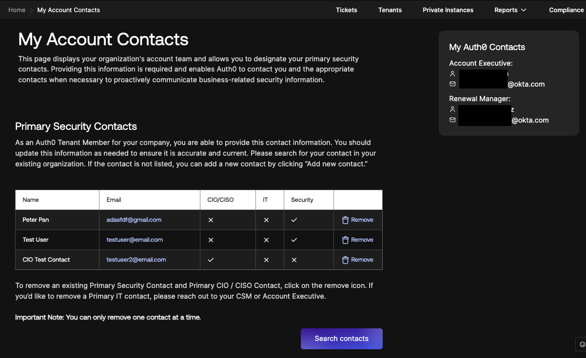 My Account Contacts